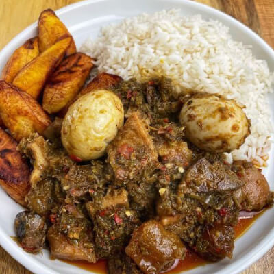 Delicious African Ayamase spicy green pepper sauce